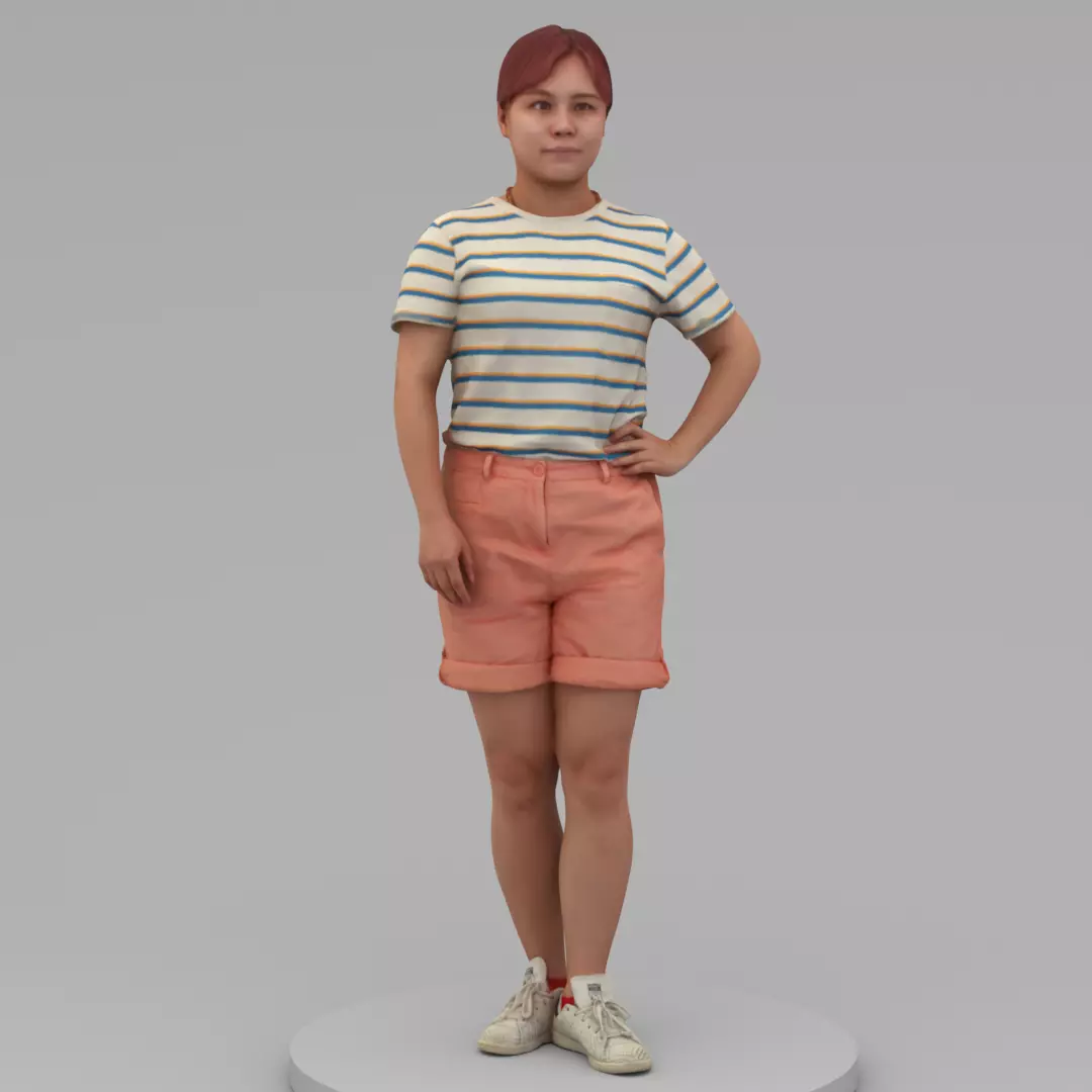 A Fat Woman Posing In Akimbo Posture 3D model_0