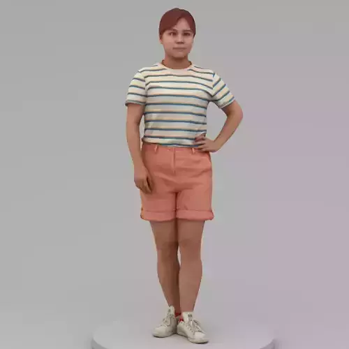 A Fat Woman Posing In Akimbo Posture 3D model