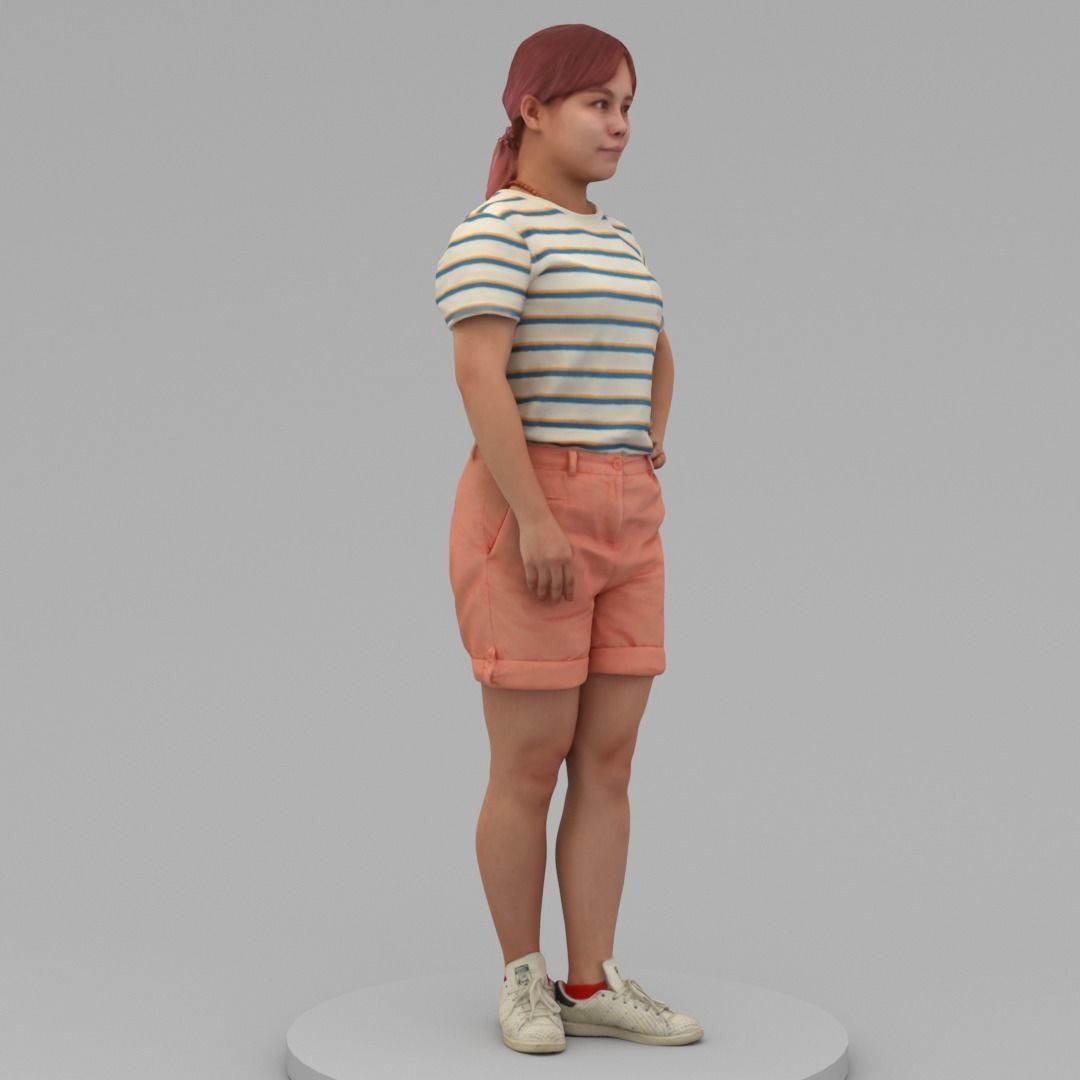 A Fat Woman Posing In Akimbo Posture 3D model_2