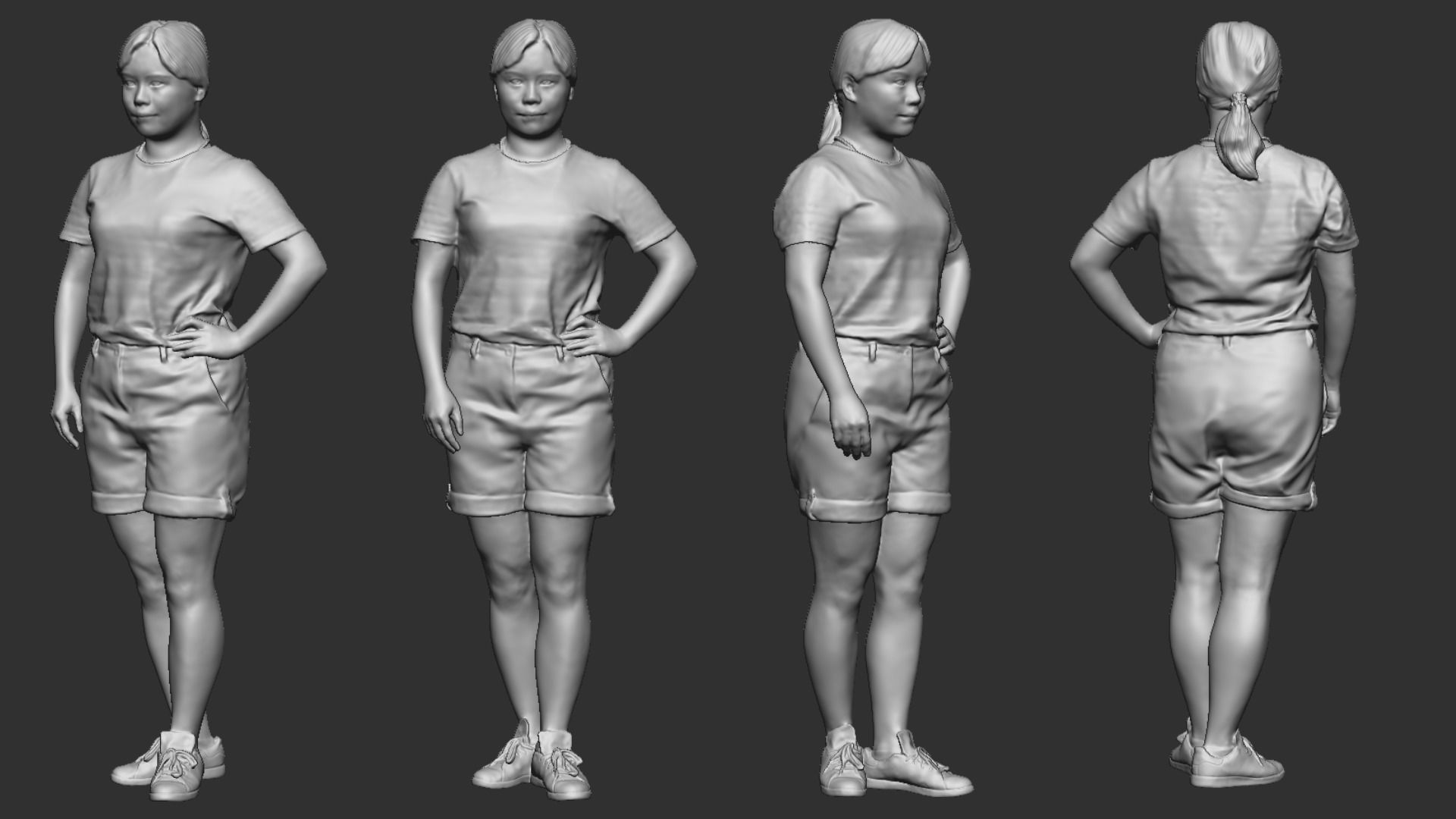 A Fat Woman Posing In Akimbo Posture 3D model_5