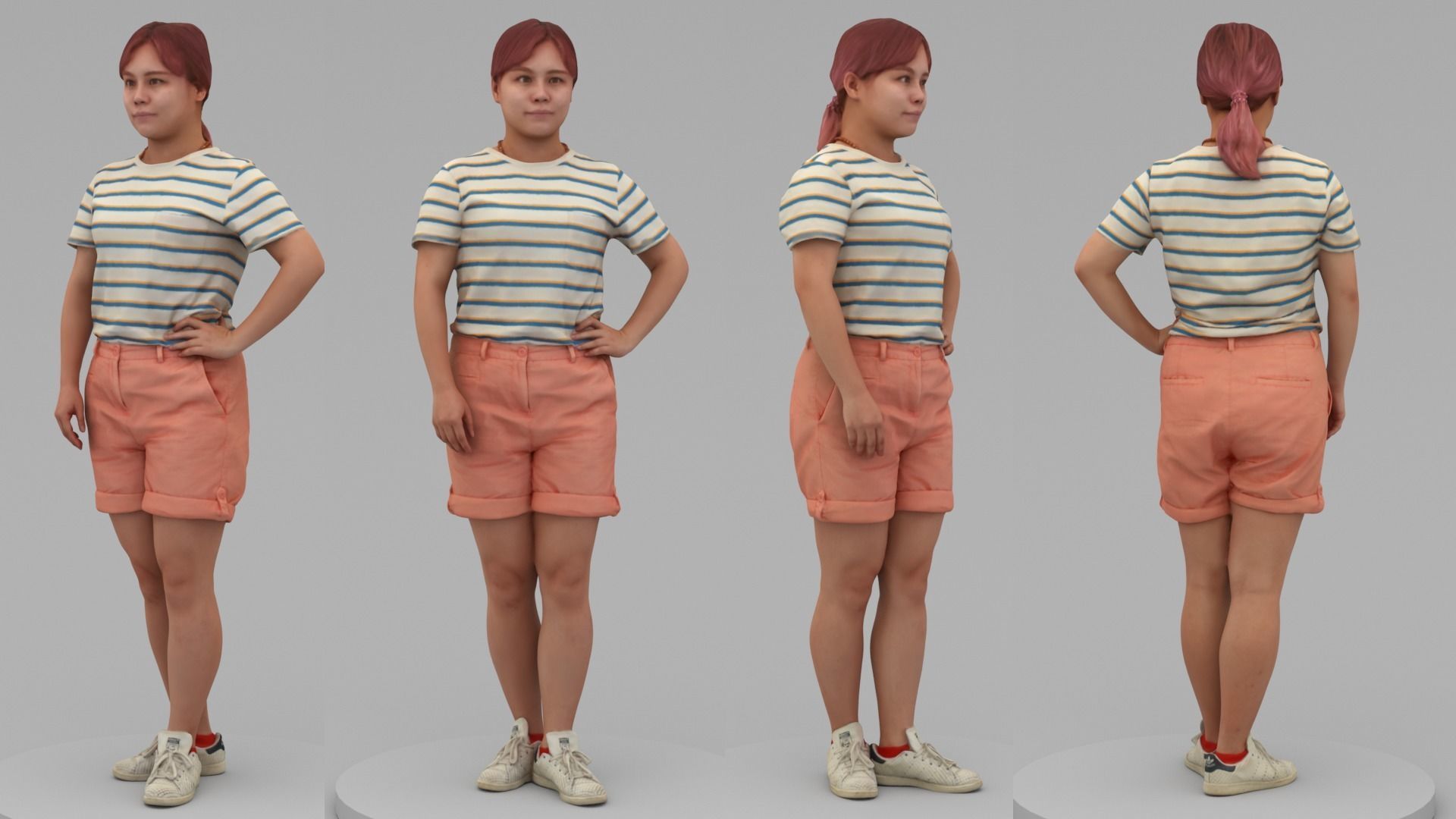 A Fat Woman Posing In Akimbo Posture 3D model_4