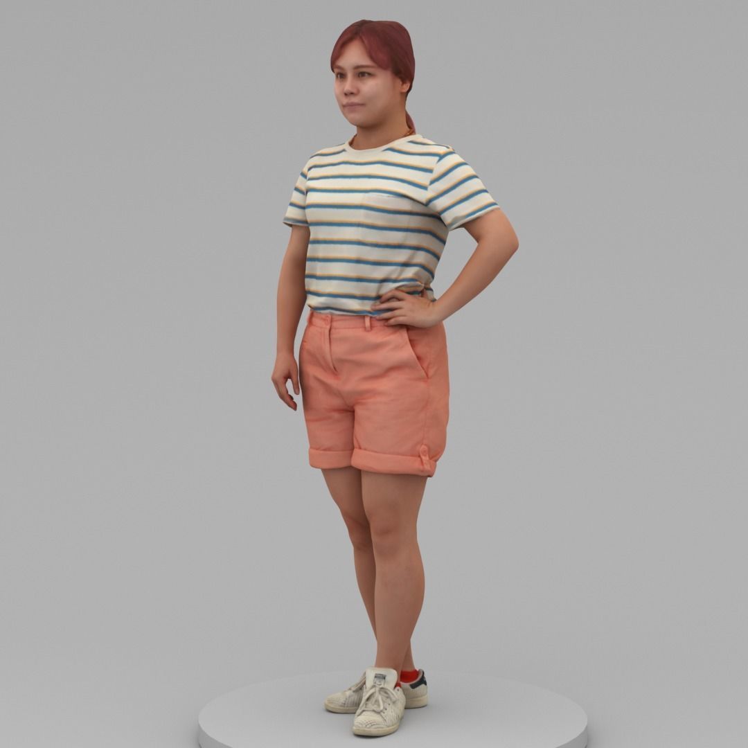 A Fat Woman Posing In Akimbo Posture 3D model_1