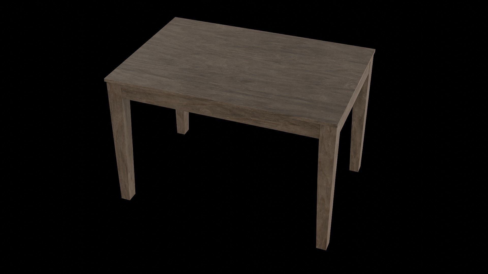 Table wooden 2 Low-poly 3D model_2