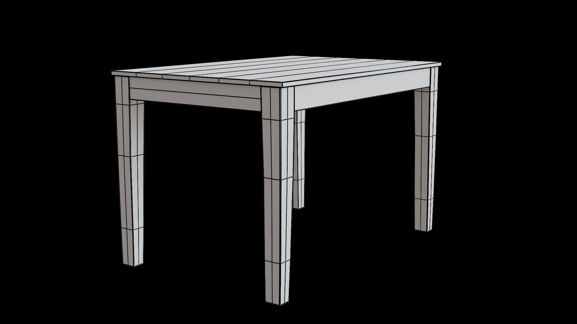 Table wooden 2 Low-poly 3D model_6