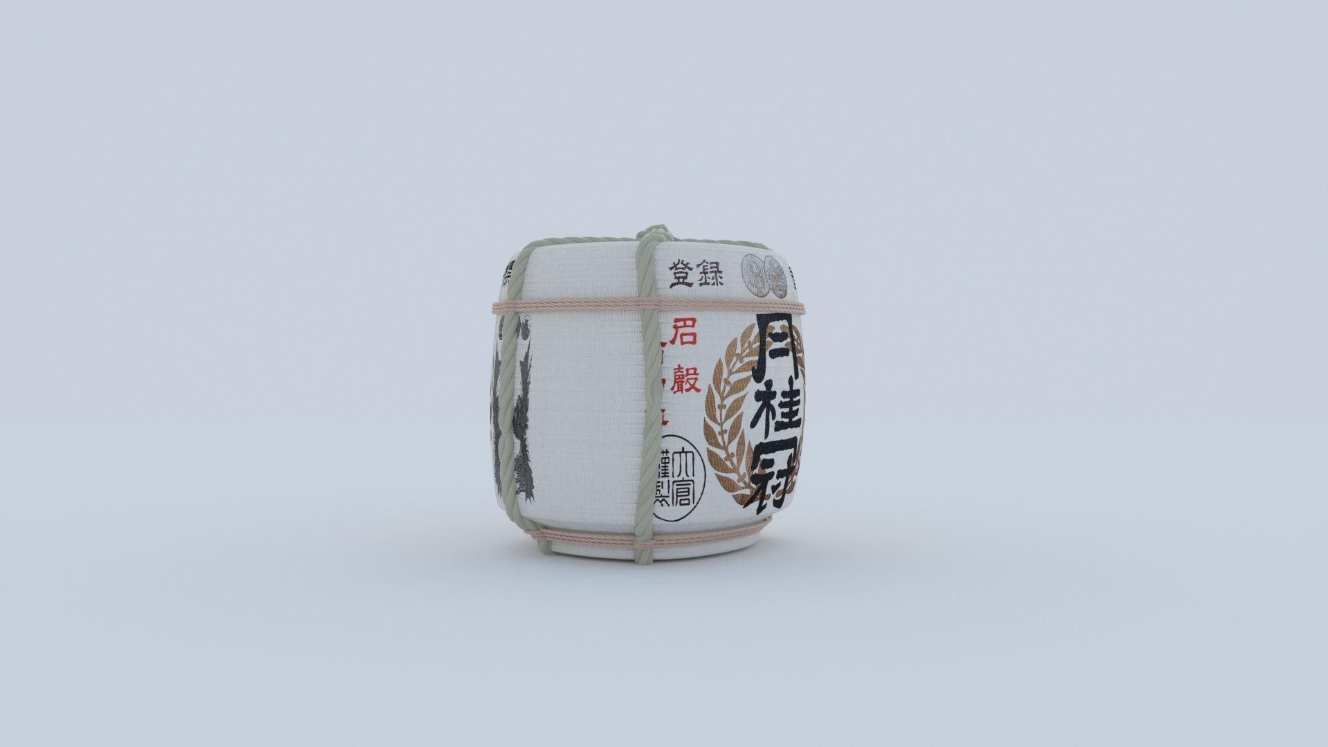 2 Japanese Sake Barrels 3D model_22