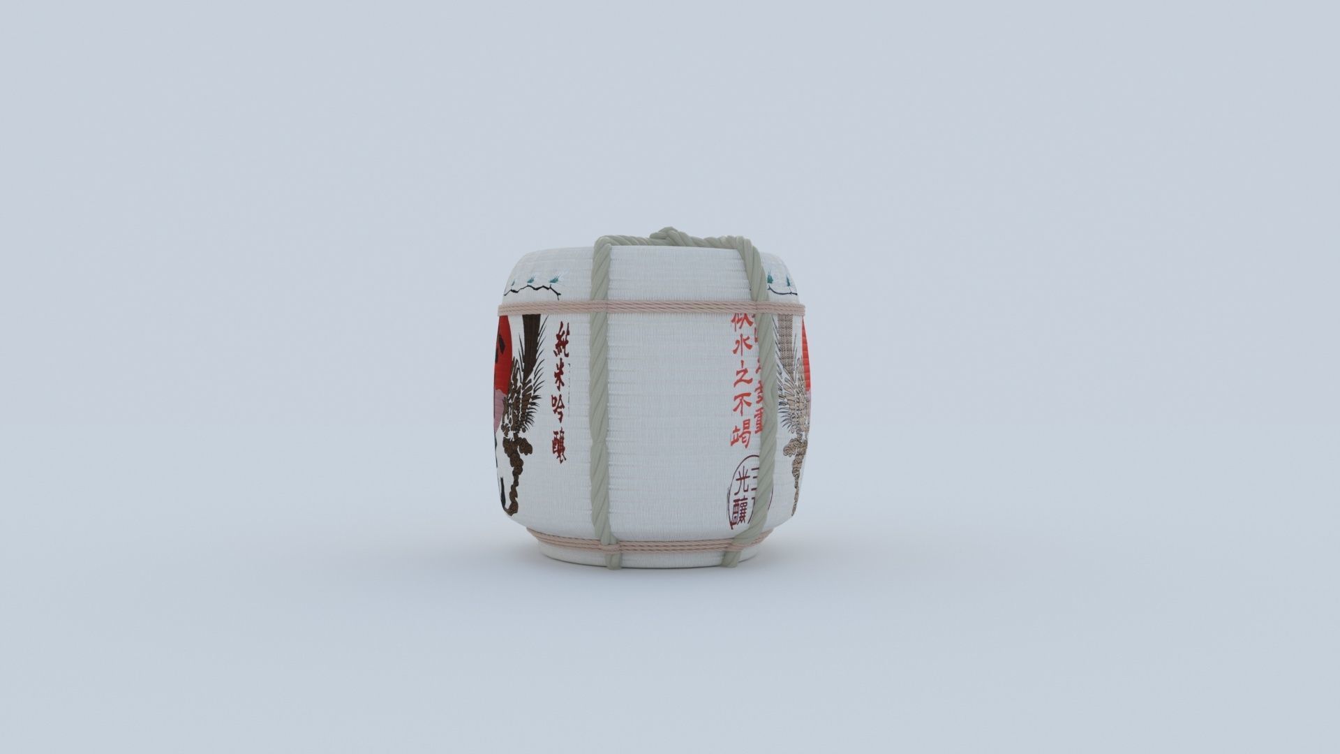 2 Japanese Sake Barrels 3D model_14