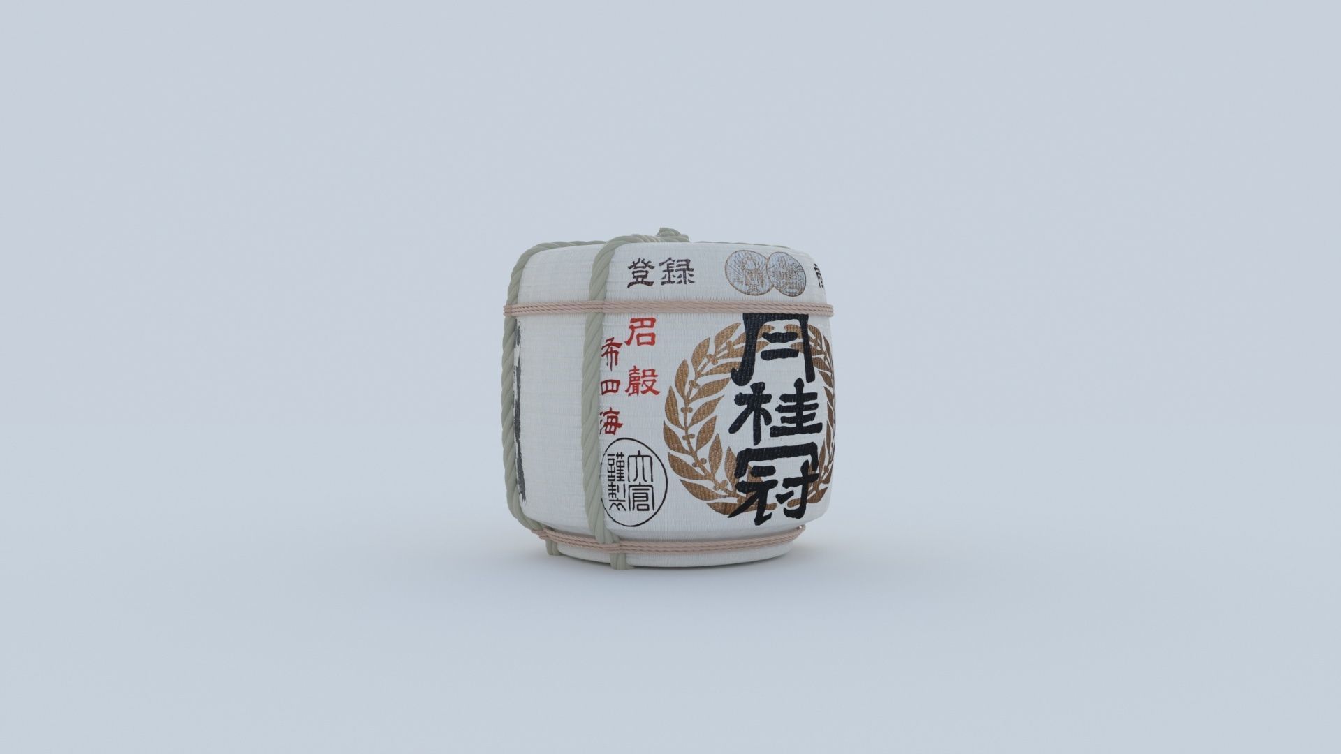 2 Japanese Sake Barrels 3D model_17