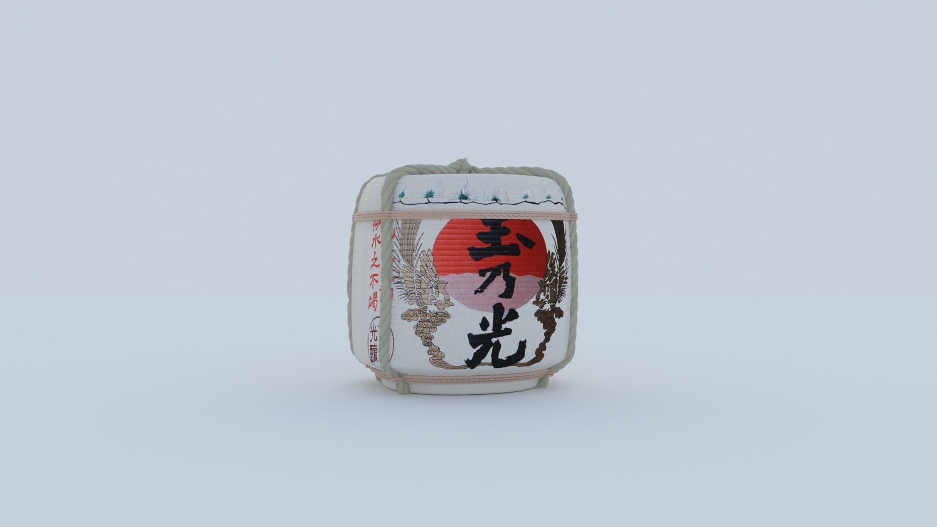 2 Japanese Sake Barrels 3D model_12