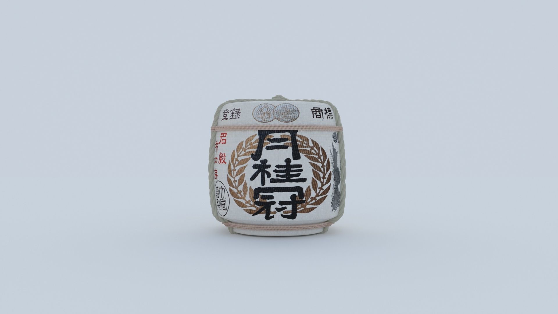 2 Japanese Sake Barrels 3D model_16