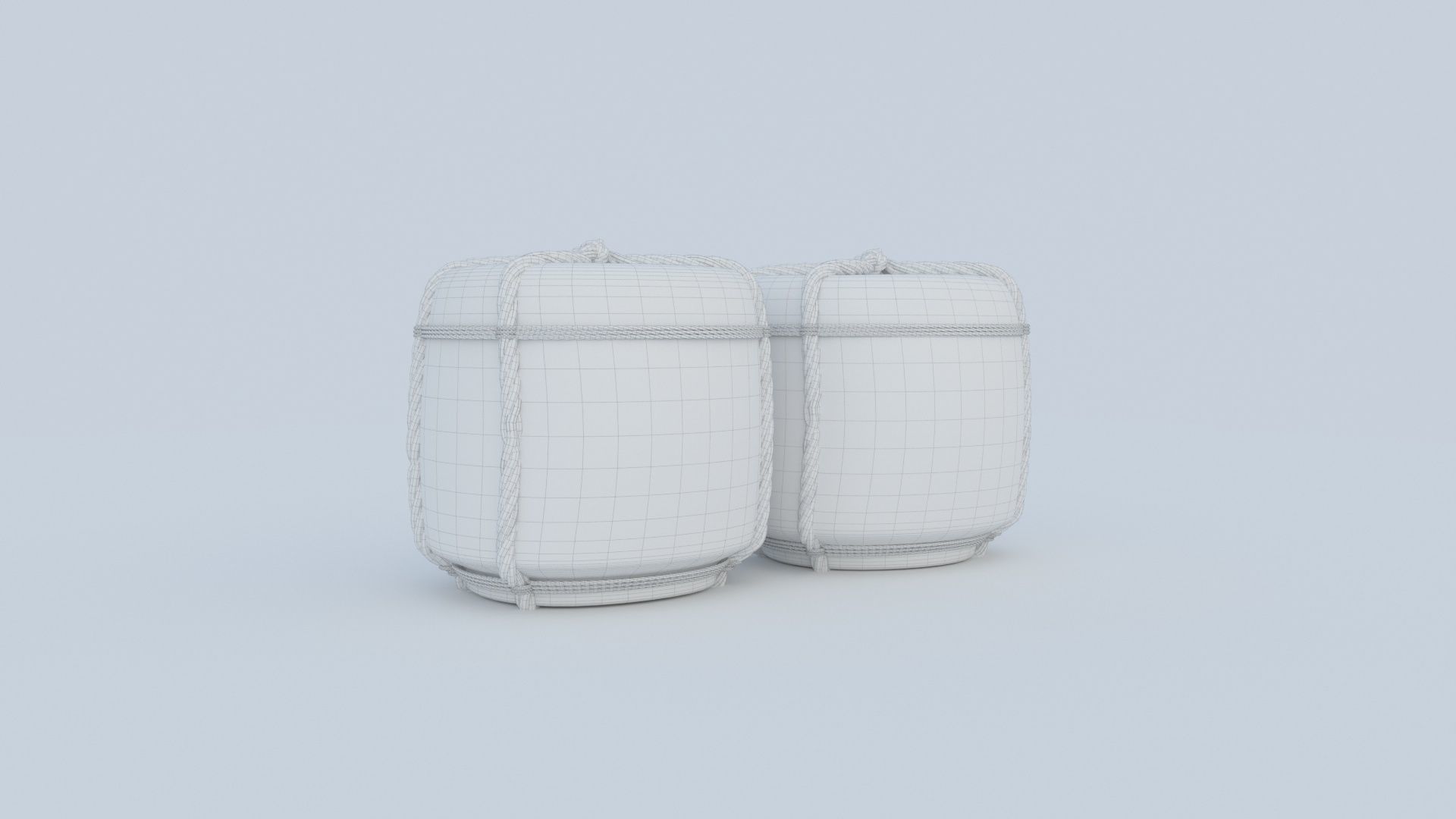 2 Japanese Sake Barrels 3D model_3
