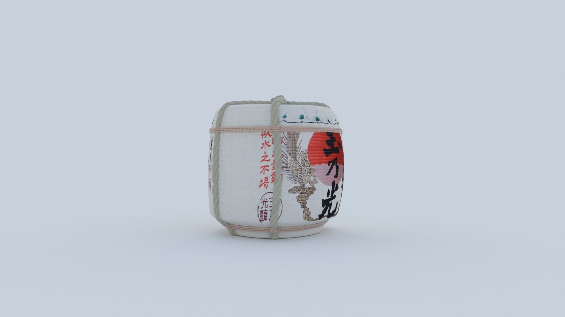 2 Japanese Sake Barrels 3D model_13