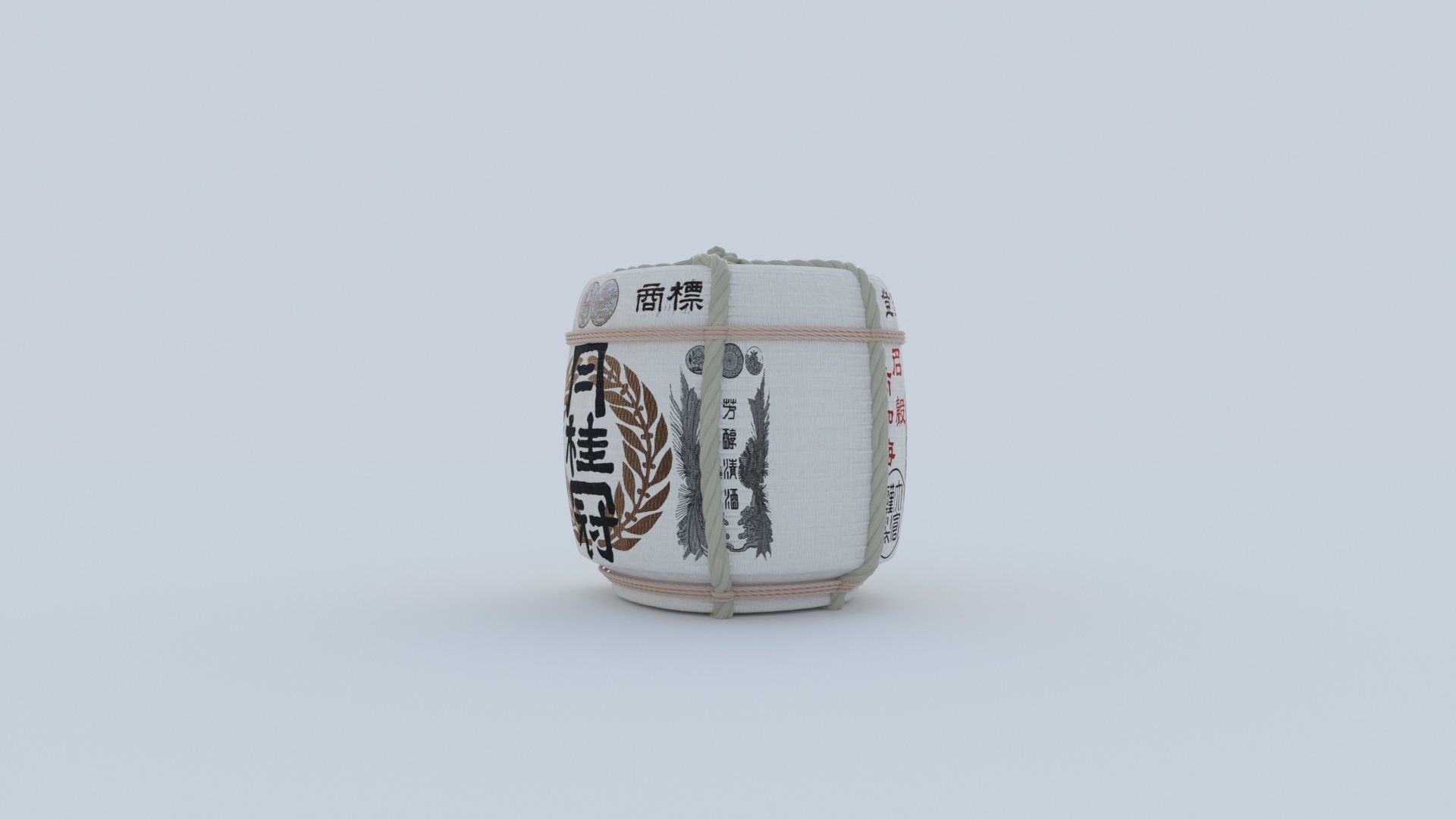 2 Japanese Sake Barrels 3D model_19