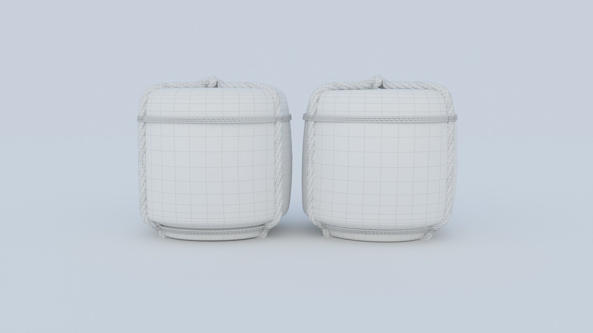 2 Japanese Sake Barrels 3D model_5