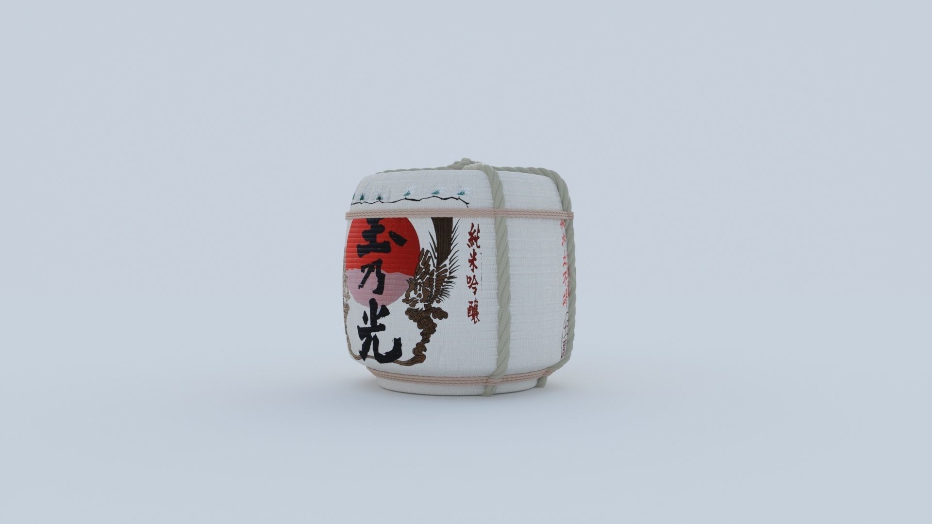 2 Japanese Sake Barrels 3D model_15