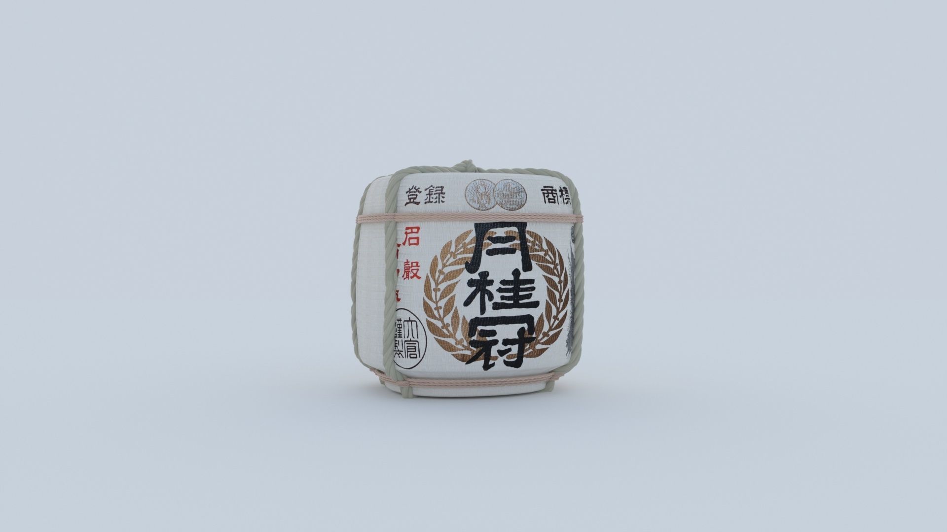2 Japanese Sake Barrels 3D model_21