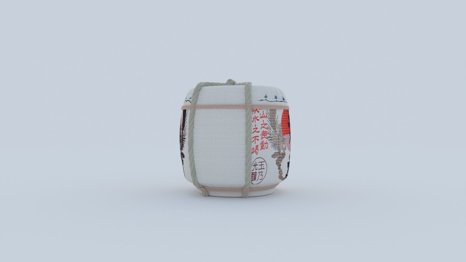 2 Japanese Sake Barrels 3D model_9