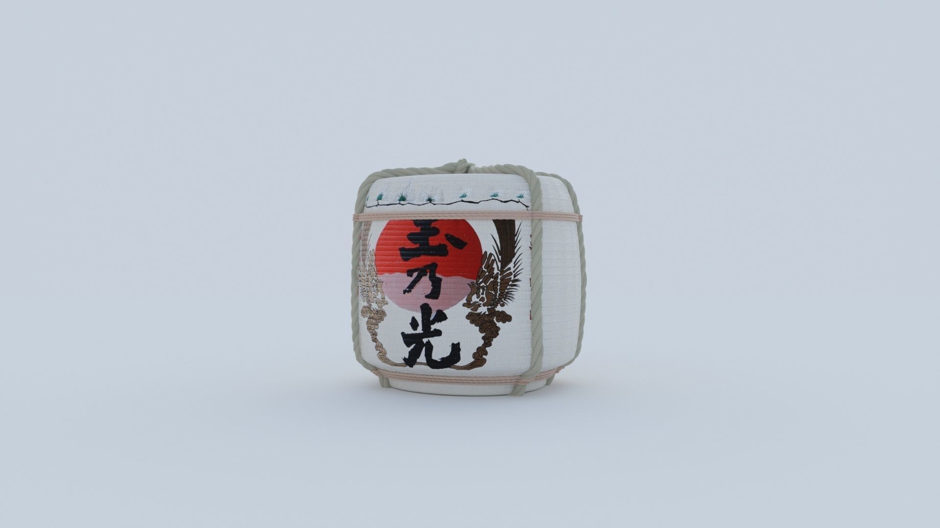 2 Japanese Sake Barrels 3D model_11