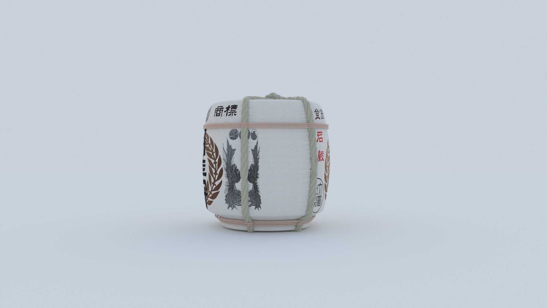 2 Japanese Sake Barrels 3D model_23