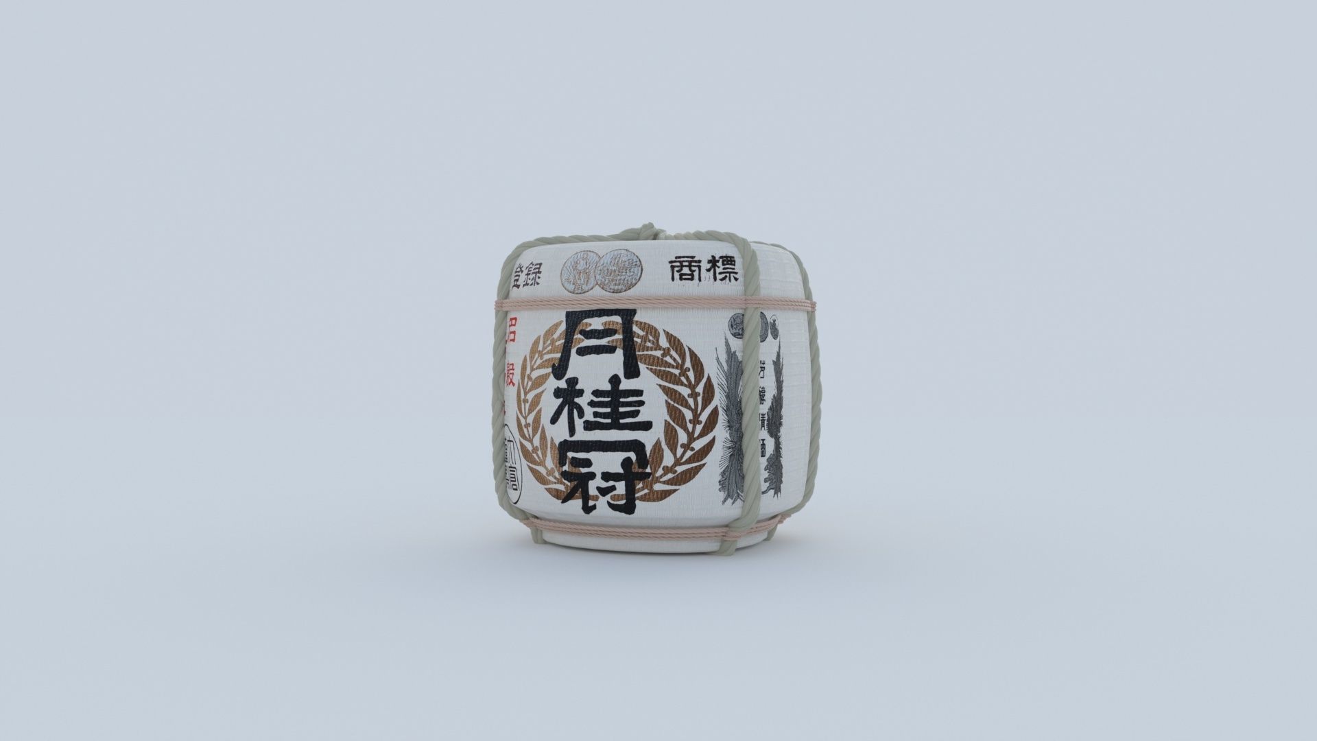 2 Japanese Sake Barrels 3D model_20