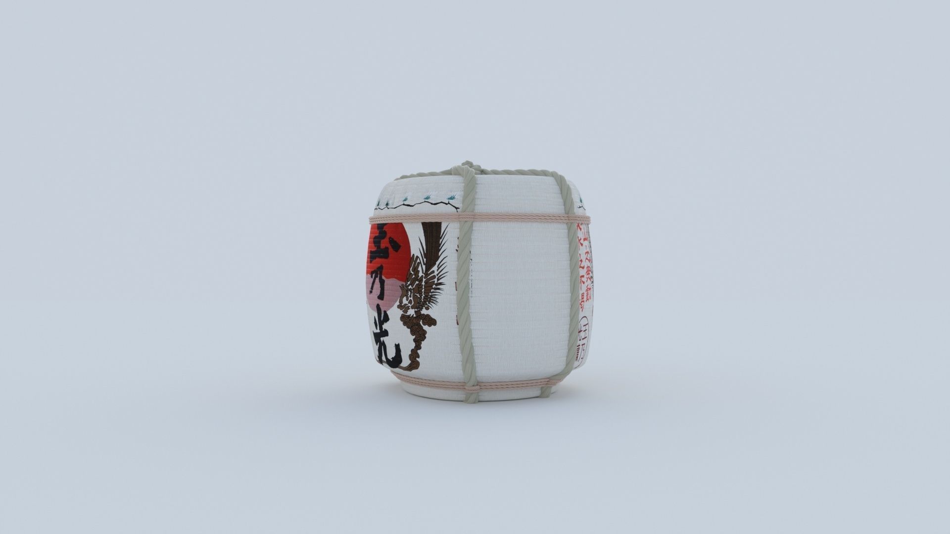 2 Japanese Sake Barrels 3D model_10