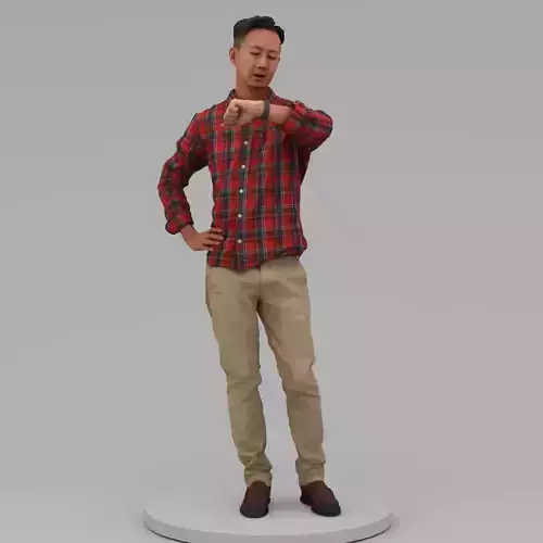 A Serious Man Looking At His Watch 3D model A Serious Man Looking At His Watch 3D model