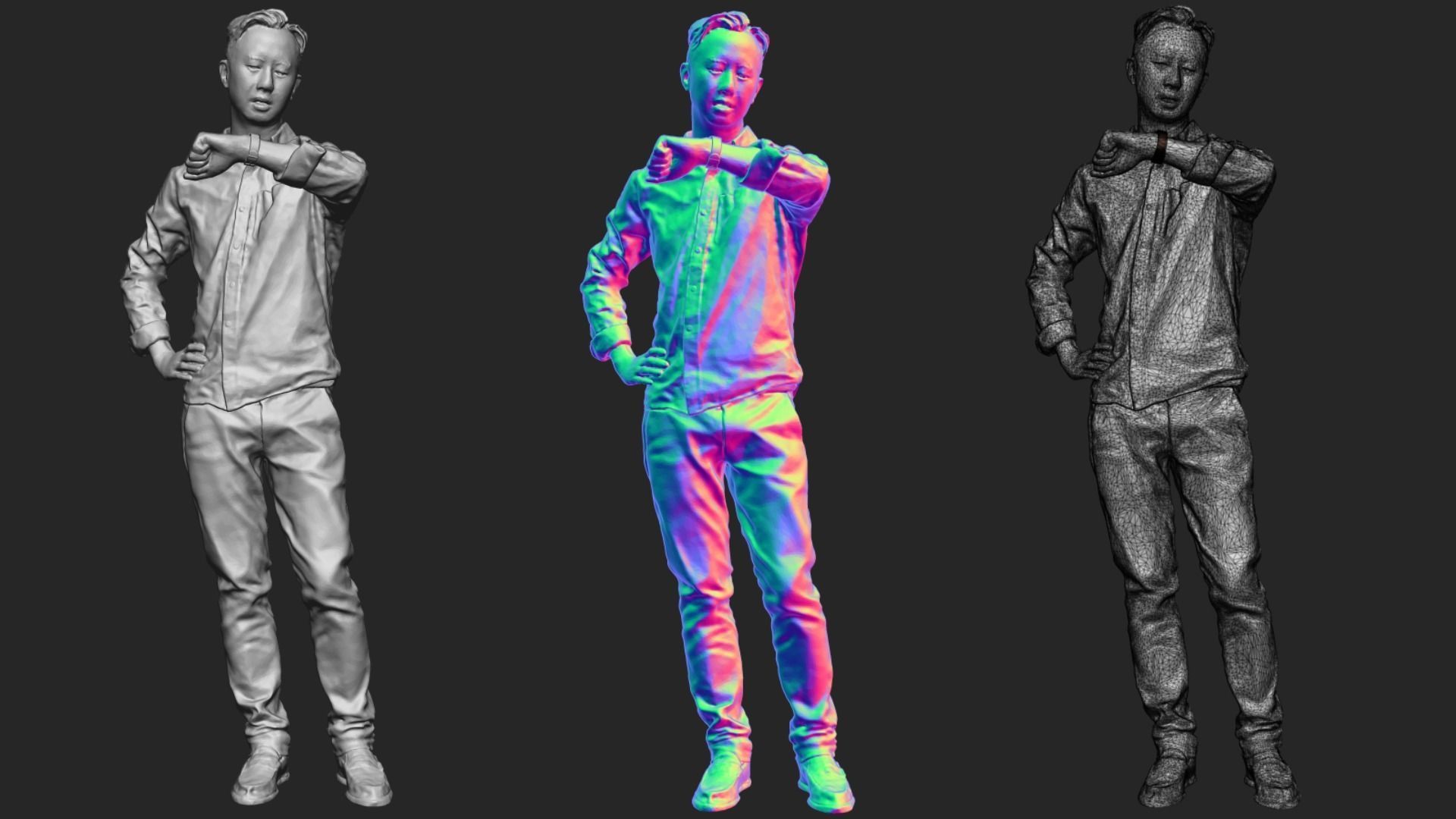 A Serious Man Looking At His Watch 3D model_5