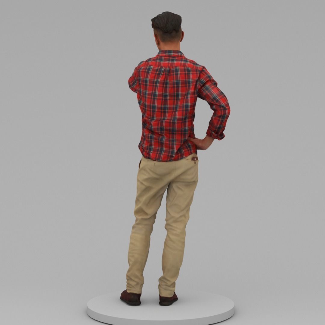 A Serious Man Looking At His Watch 3D model_3