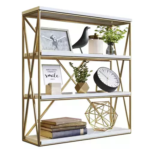 Decorative set 1 gold bookcase