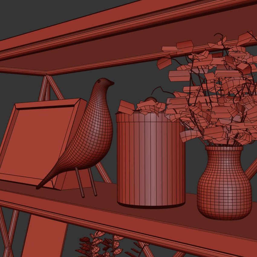 Decorative set 1 gold bookcase 3D model_9