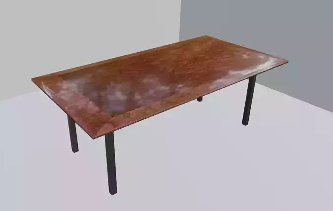 Table Low Poly wooden with metal legs