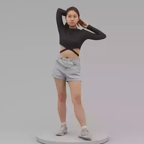A Young Woman Holding Her Hands At the Back Of Head 3D model