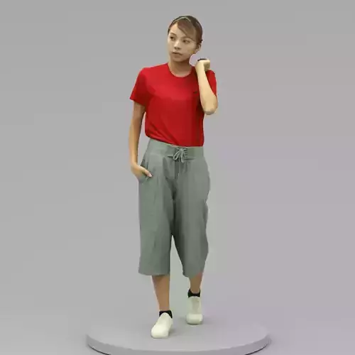 A Cool Young Woman Walking Along 3D model