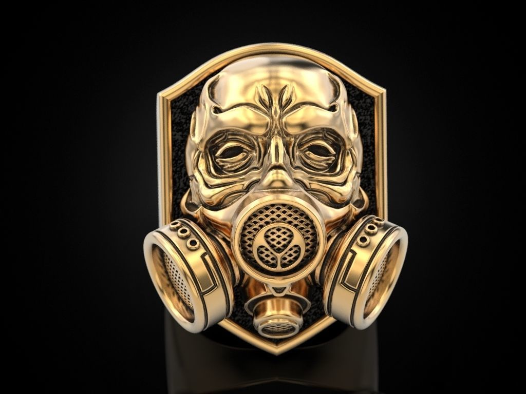 Skull ring with respirator 3D print model_11