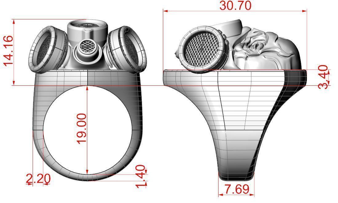 Skull ring with respirator 3D print model_15