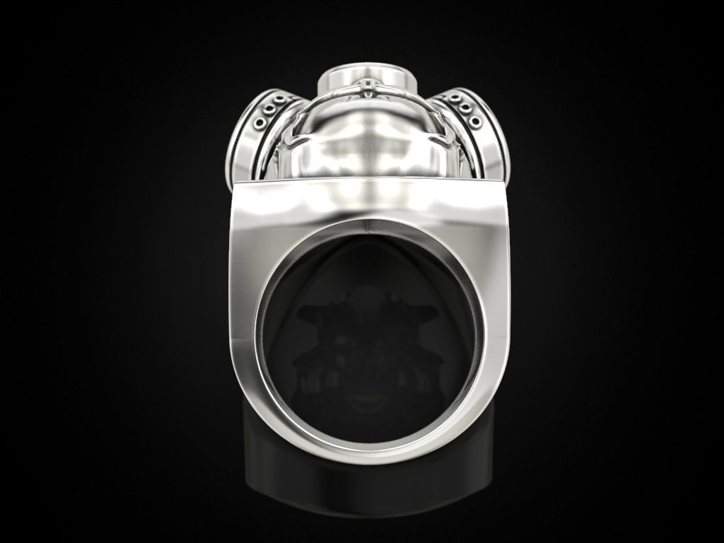 Skull ring with respirator 3D print model_9