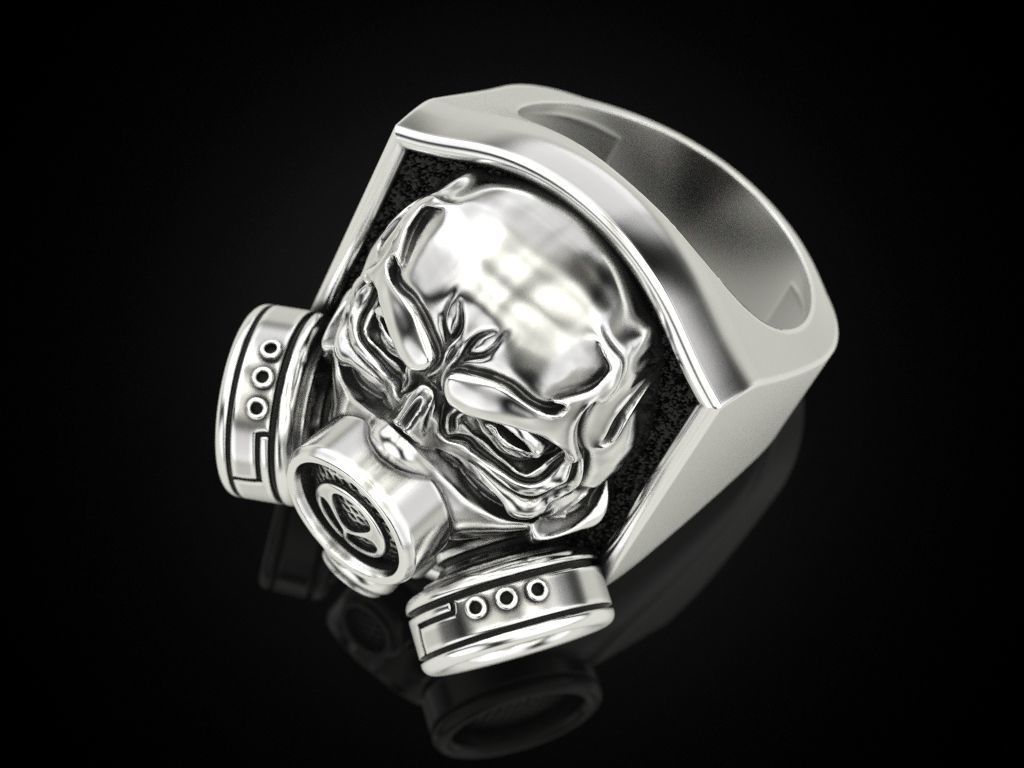 Skull ring with respirator 3D print model_6