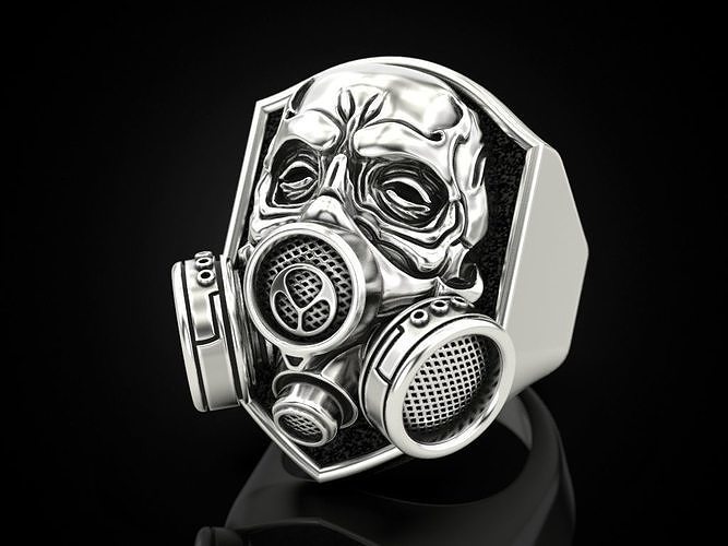 Skull ring with respirator 3D print model