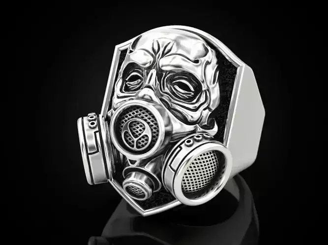 Skull ring with respirator