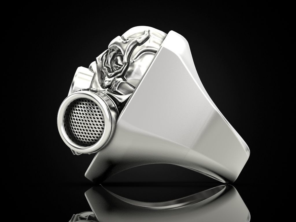 Skull ring with respirator 3D print model_8