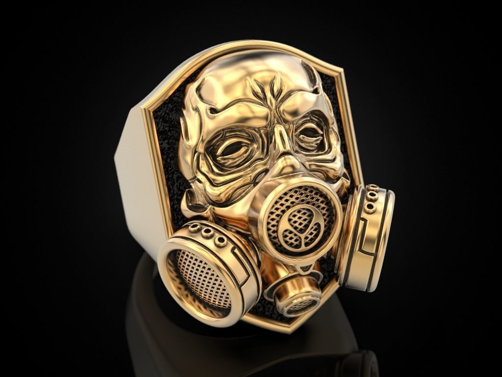 Skull ring with respirator 3D print model_10