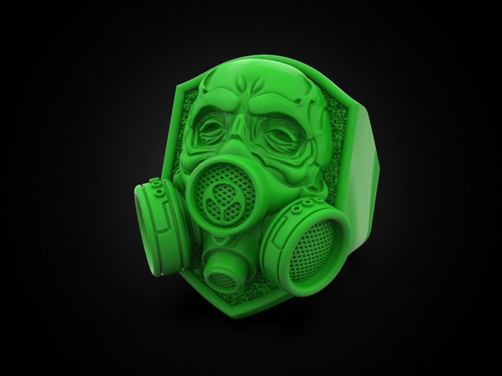 Skull ring with respirator 3D print model_13