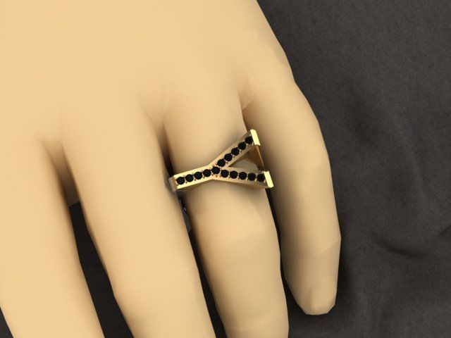4Y4You gold and diamond ring 3D print model_7