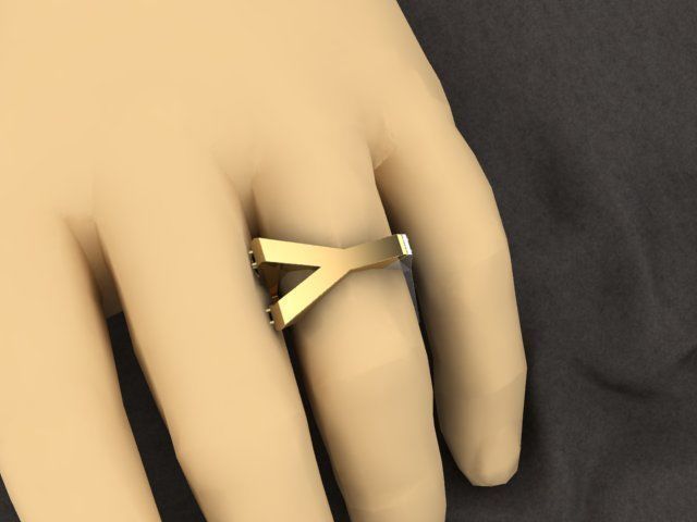 4Y4You gold and diamond ring 3D print model_8