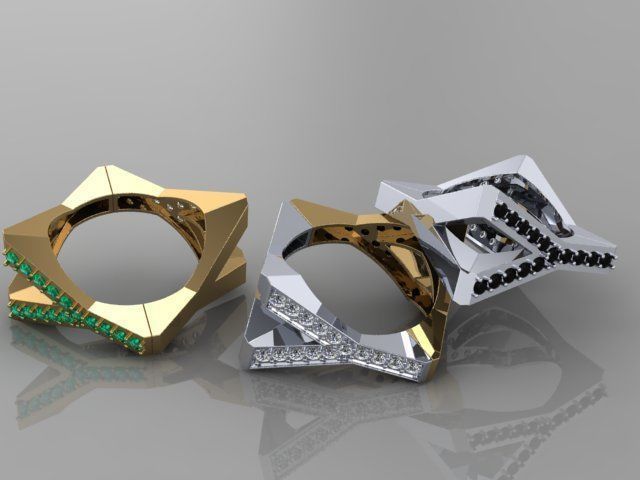 4Y4You gold and diamond ring 3D print model_11