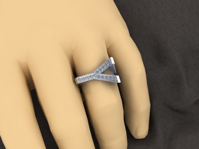 4Y4You gold and diamond ring 3D print model_5