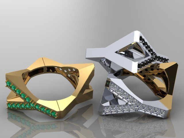 4Y4You gold and diamond ring 3D print model_12