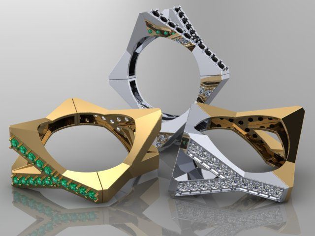4Y4You gold and diamond ring 3D print model_2