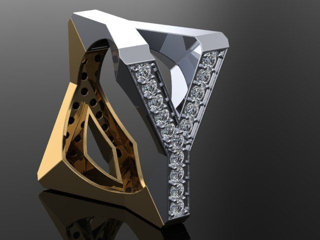 4Y4You gold and diamond ring 3D print model_4