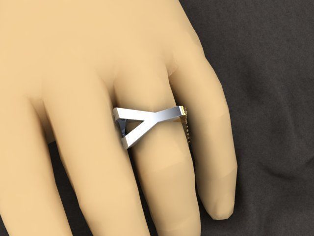 4Y4You gold and diamond ring 3D print model_6