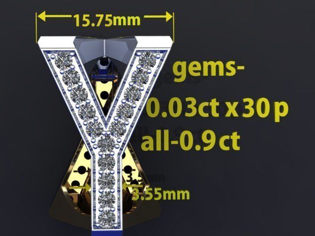 4Y4You gold and diamond ring 3D print model_17